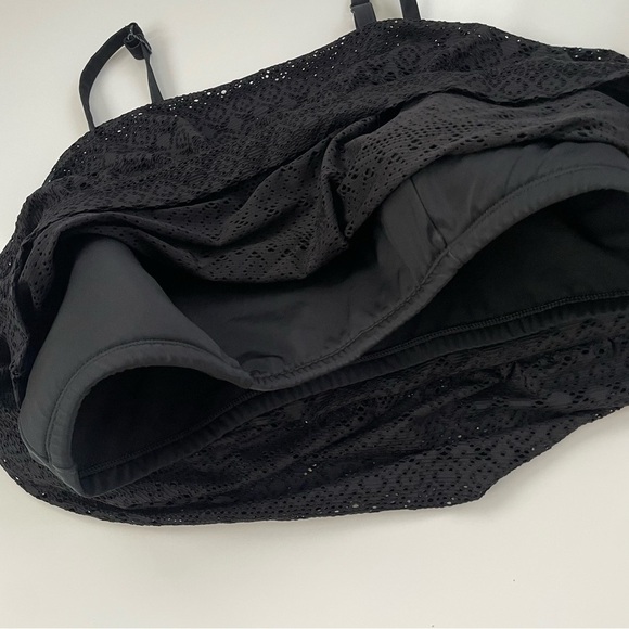 Cacique No-Wire Blouson Crochet Swim Tankini Top & Swim Skirt BLACK Size 22/24 - Picture 5 of 16